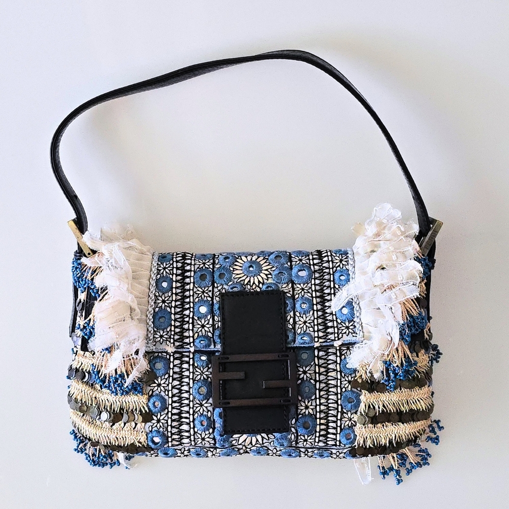 Fendi Baguette Beaded Fringe Mirror Detail